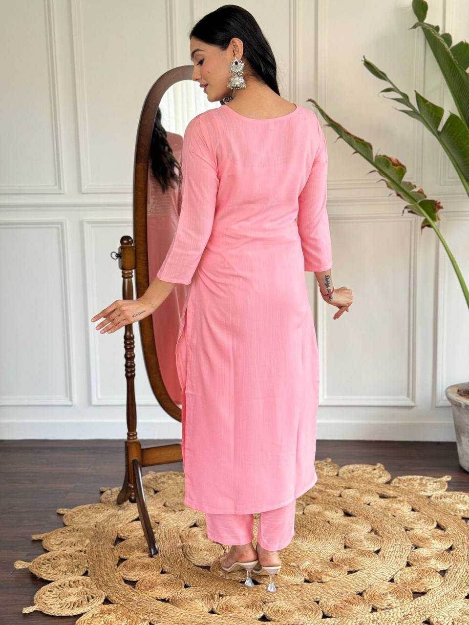Rayon Embroidery Party wear Pink Salwar Suit - MYLUXURY LANE ENTERPRISE